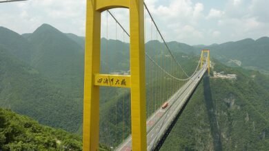 Sidu River Bridge, China. Among the tallest bridges in the world.