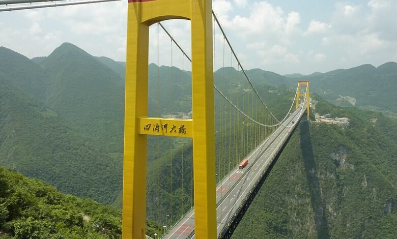 Sidu River Bridge, China. Among the tallest bridges in the world.