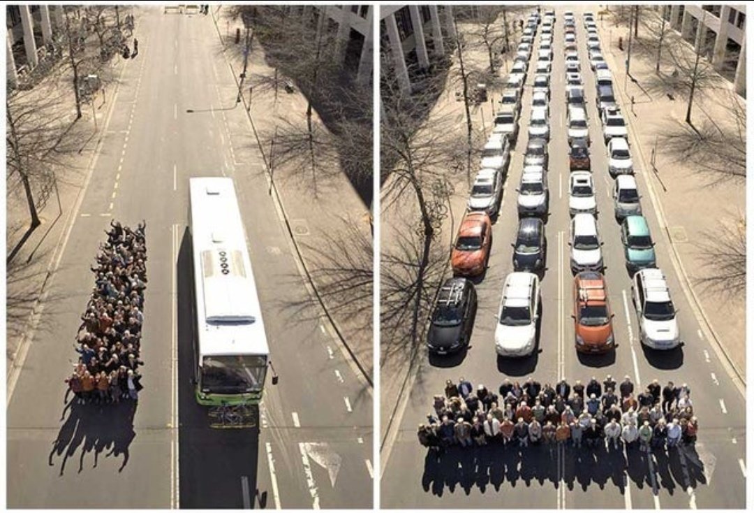 How public transport vs private transport affects traffic conditions. 